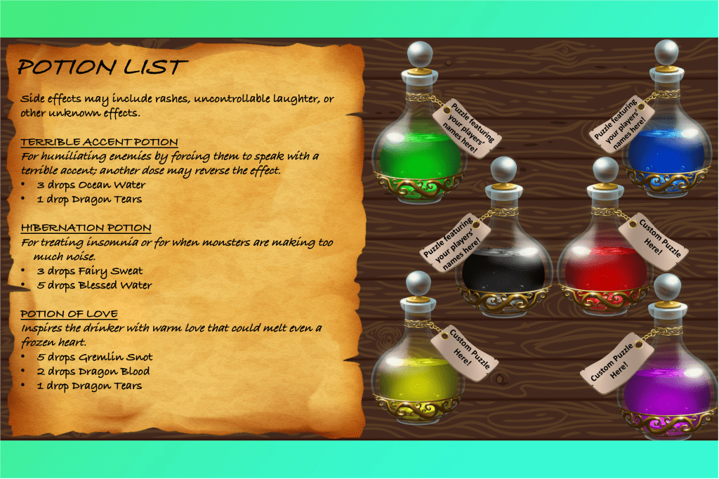 Custom Potions image for escape room